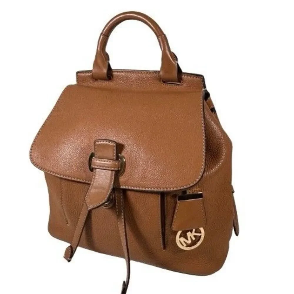 Michael Kors Romy Acorn Brown Pebbled Leather Medium Backpack Handbag